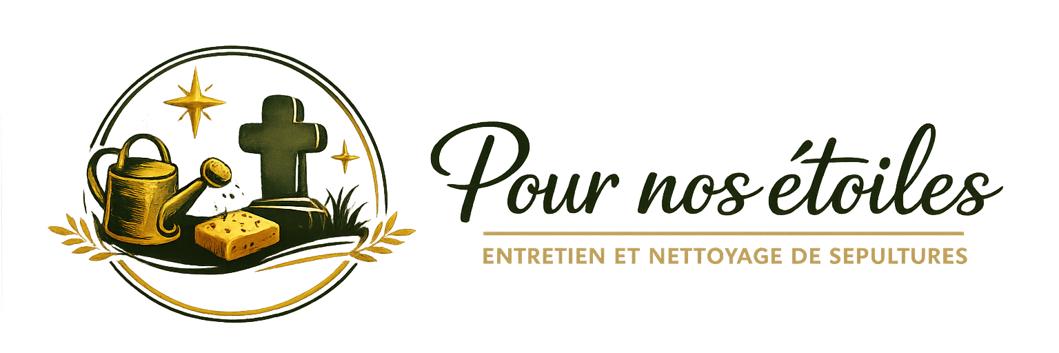 Logo de Pour nos étoiles, entreprise spécialisée dans l'entretien, le nettoyage et le fleurissement de sépultures dans la Somme