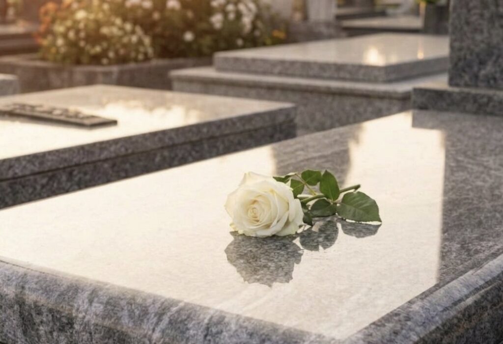 rose blanche sur tombe