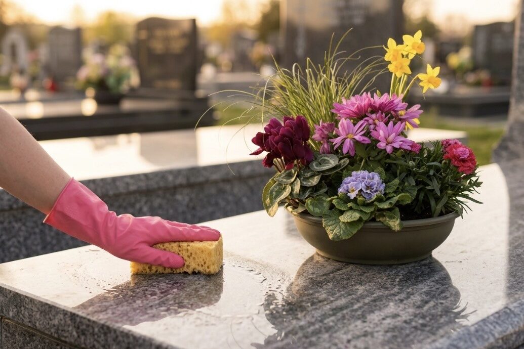 nettoyage tombe, fleurs naturelles