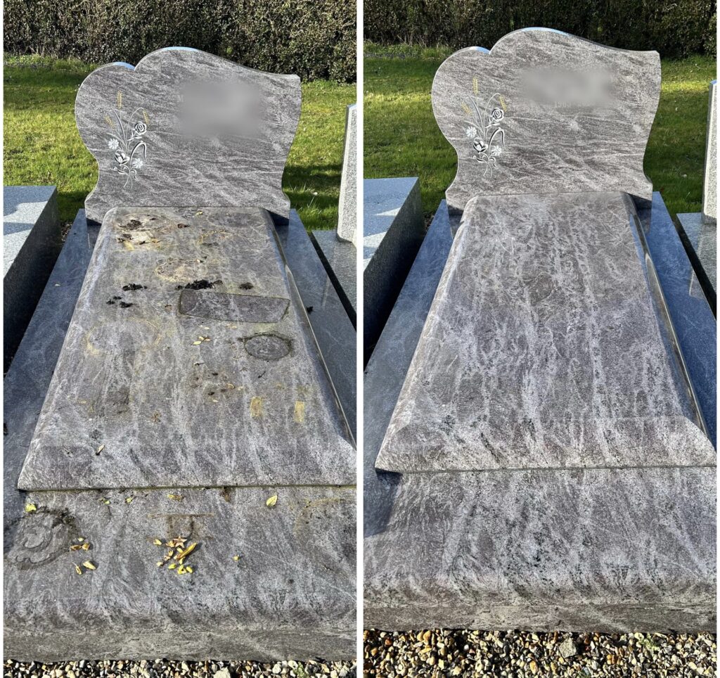 nettoyage de tombe avant-après dans la Somme